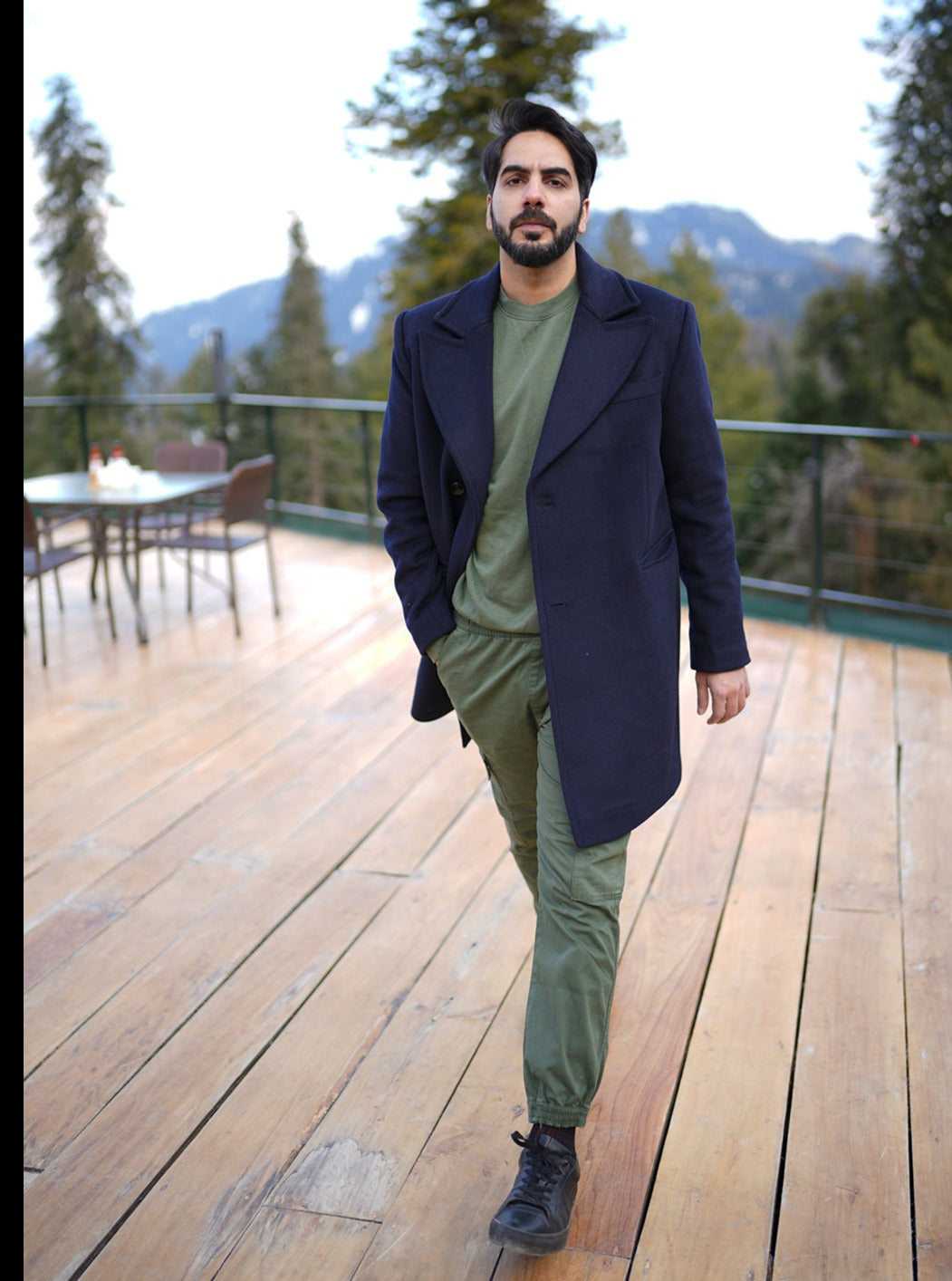 Green wool coat mens best sale