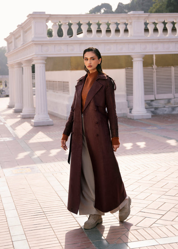 Alexa Burgundy Suede Coat