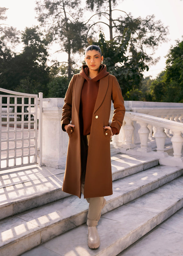 Dark Brown Loop Wool Coat