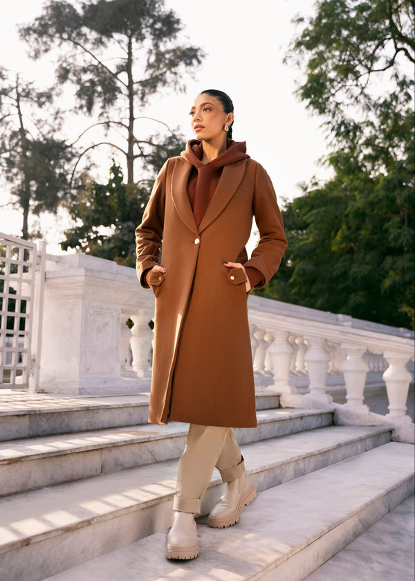 Dark Brown Loop Wool Coat