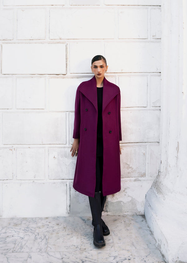 Magenta Ajack Wool Coat