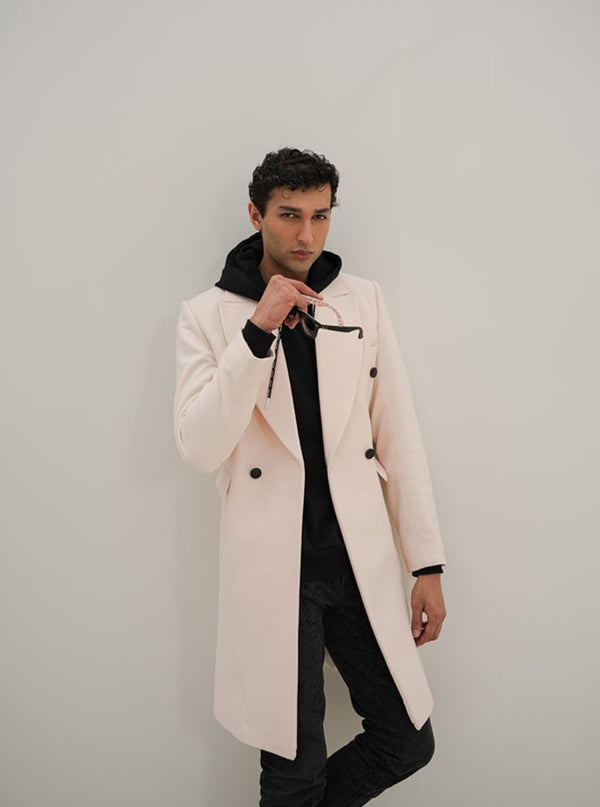 Turmoil - White Mens Overcoat Winter