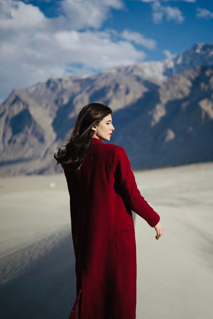 burgundy wool coat